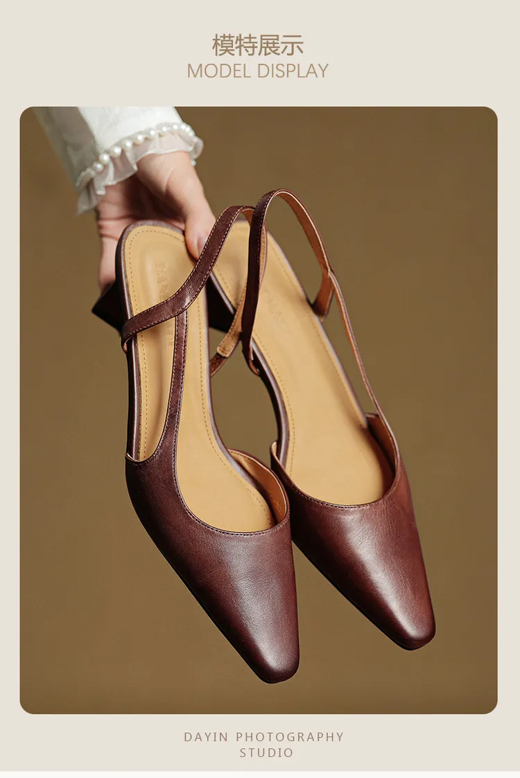 Spring/Summer Fashion Sandals with Closed Toe, Chunky Heel, Mid-Heel, Open Back - Real Product Video