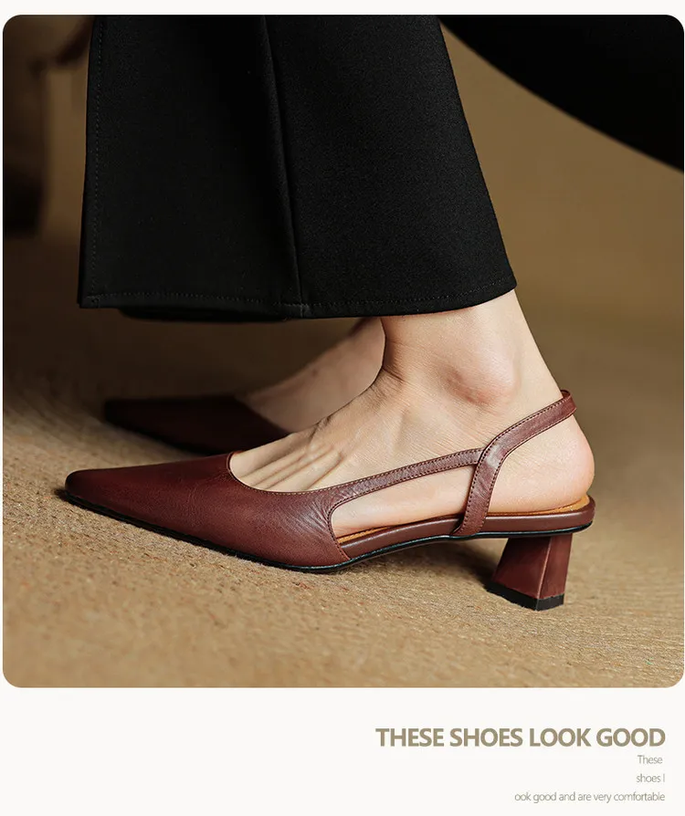 Spring/Summer Fashion Sandals with Closed Toe, Chunky Heel, Mid-Heel, Open Back - Real Product Video