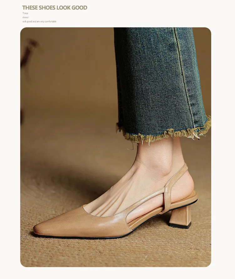 Spring/Summer Fashion Sandals with Closed Toe, Chunky Heel, Mid-Heel, Open Back - Real Product Video