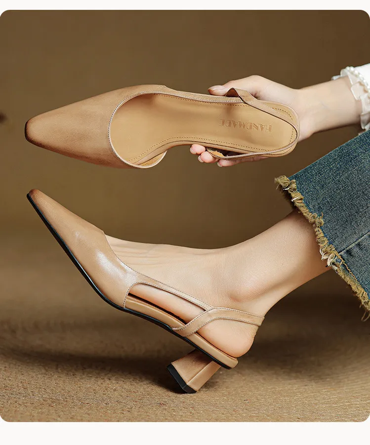 Spring/Summer Fashion Sandals with Closed Toe, Chunky Heel, Mid-Heel, Open Back - Real Product Video