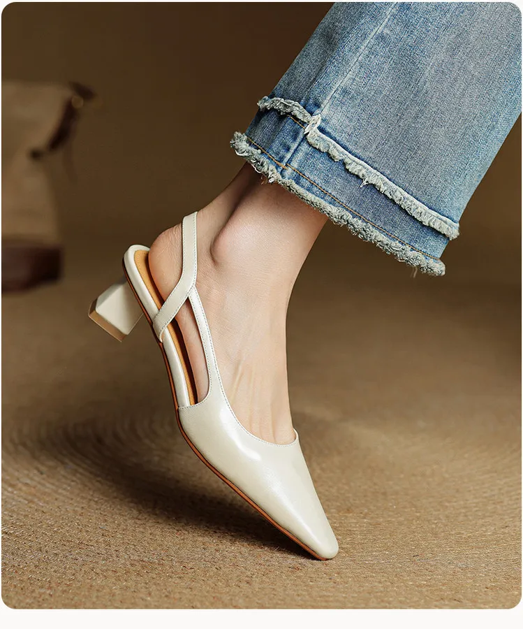 Spring/Summer Fashion Sandals with Closed Toe, Chunky Heel, Mid-Heel, Open Back - Real Product Video