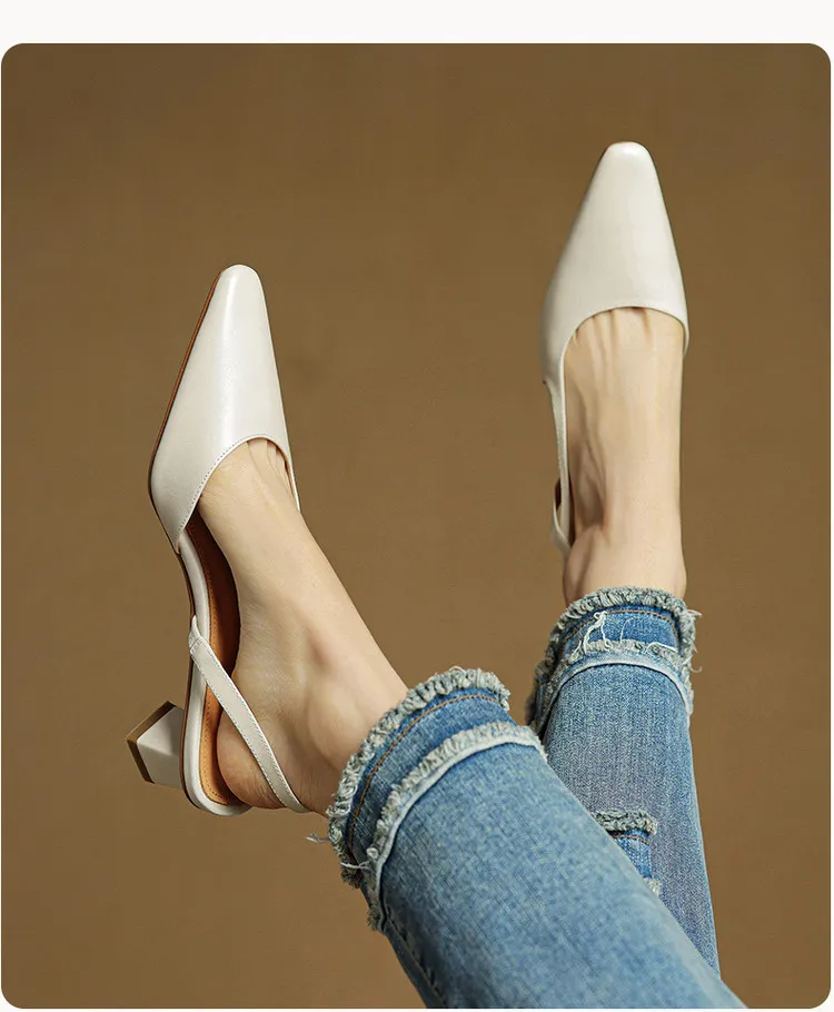 Spring/Summer Fashion Sandals with Closed Toe, Chunky Heel, Mid-Heel, Open Back - Real Product Video