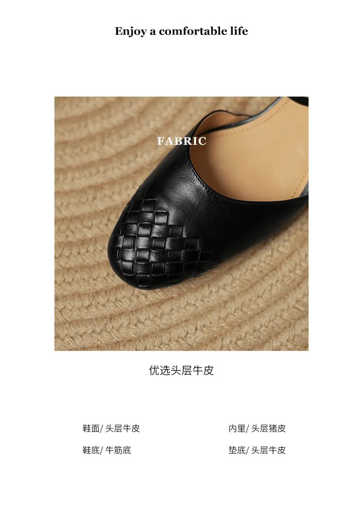 Spring/Summer Sandals, Round Toe, Chunky Heel, High Heel, Buckle, Closed Toe, Fashionable Genuine Leather Women's Shoes