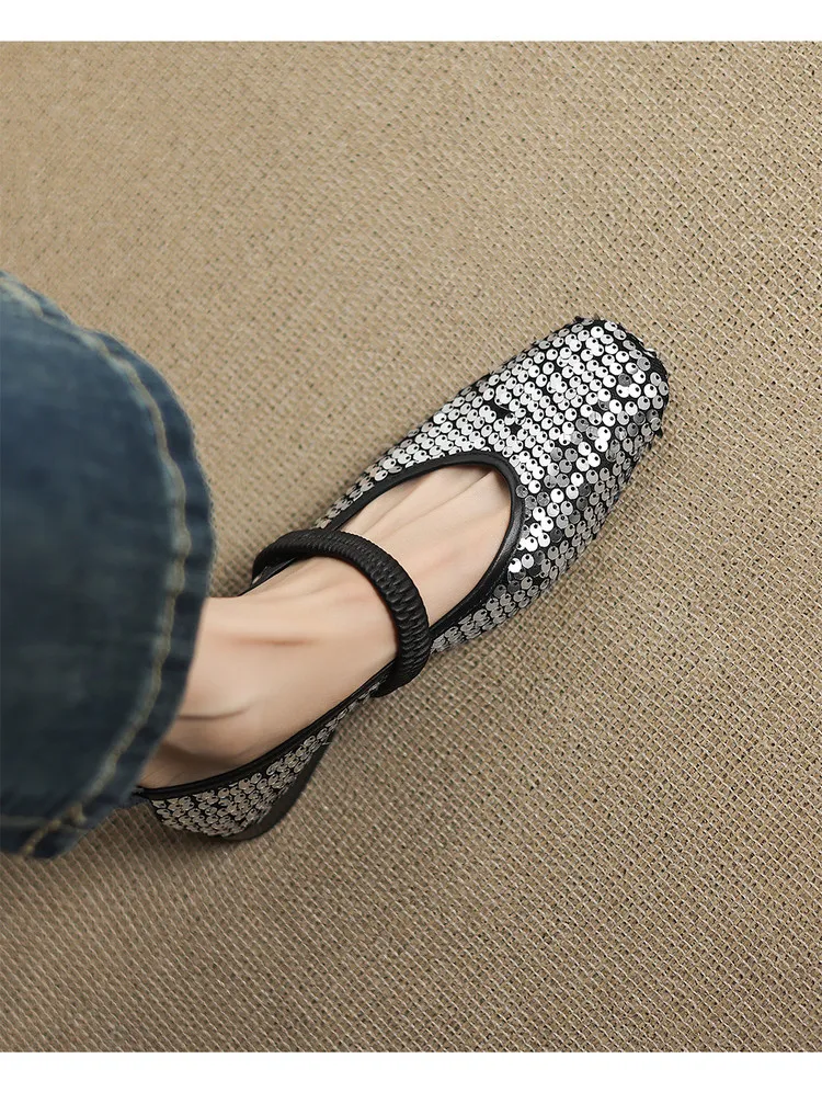 Spring/Summer Women's Shoes with Chunky Heel, Low Heel, Square Toe, Cowhide, Fashion Elastic Band