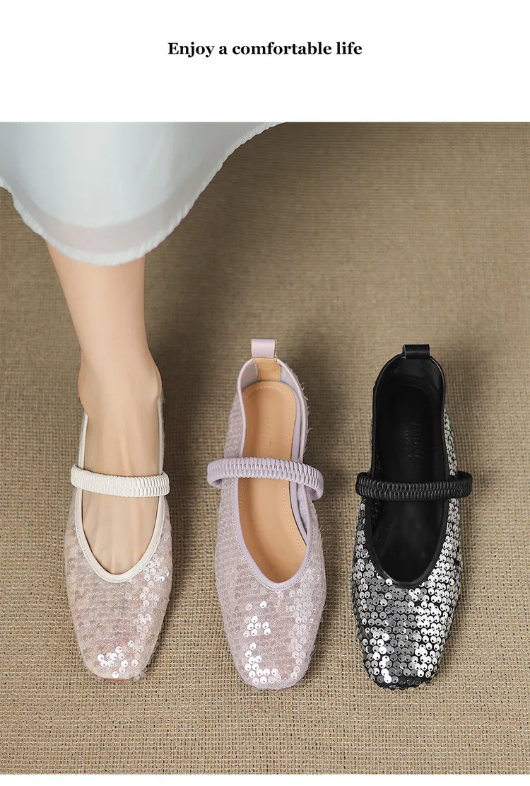 Spring/Summer Women's Shoes with Chunky Heel, Low Heel, Square Toe, Cowhide, Fashion Elastic Band