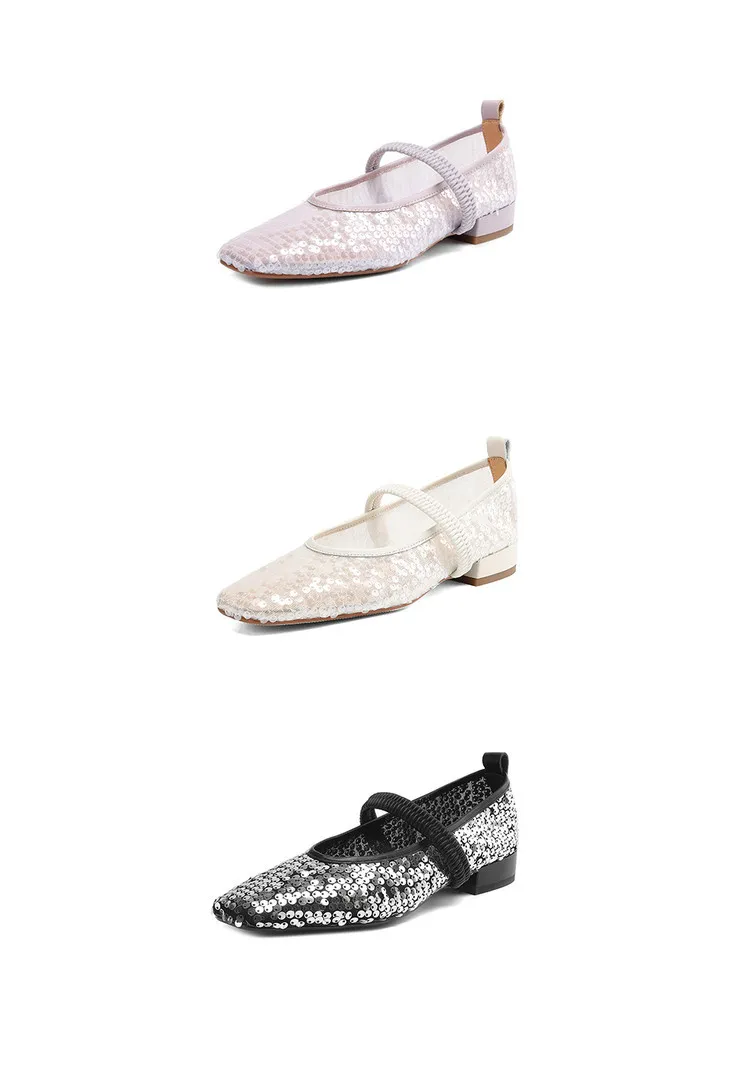Spring/Summer Women's Shoes with Chunky Heel, Low Heel, Square Toe, Cowhide, Fashion Elastic Band