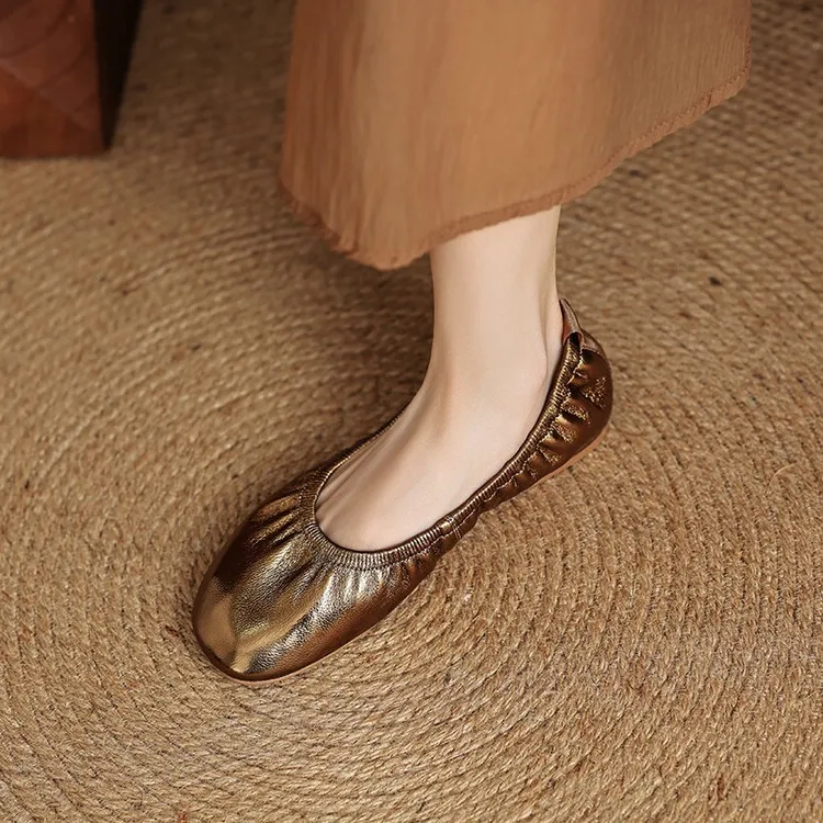 Spring and Autumn Single Shoes, Comfortable Sheepskin Slip-on Women's Shoes