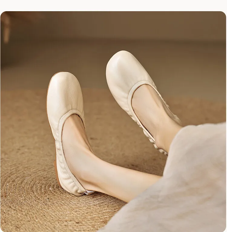 Spring and Autumn Single Shoes, Comfortable Sheepskin Slip-on Women's Shoes
