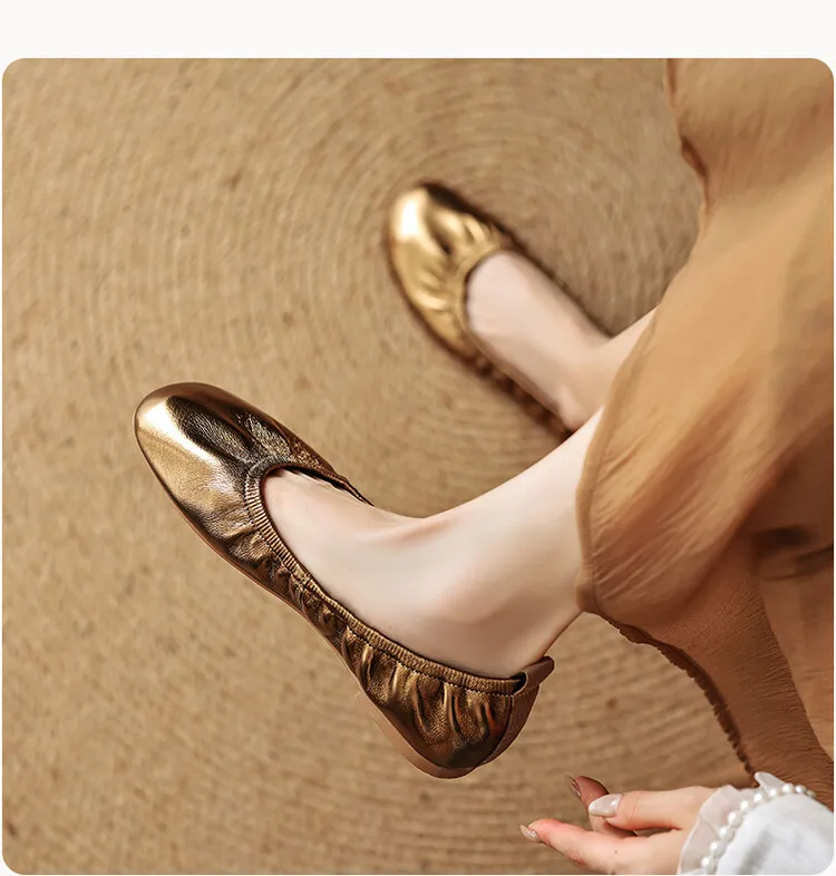 Spring and Autumn Single Shoes, Comfortable Sheepskin Slip-on Women's Shoes