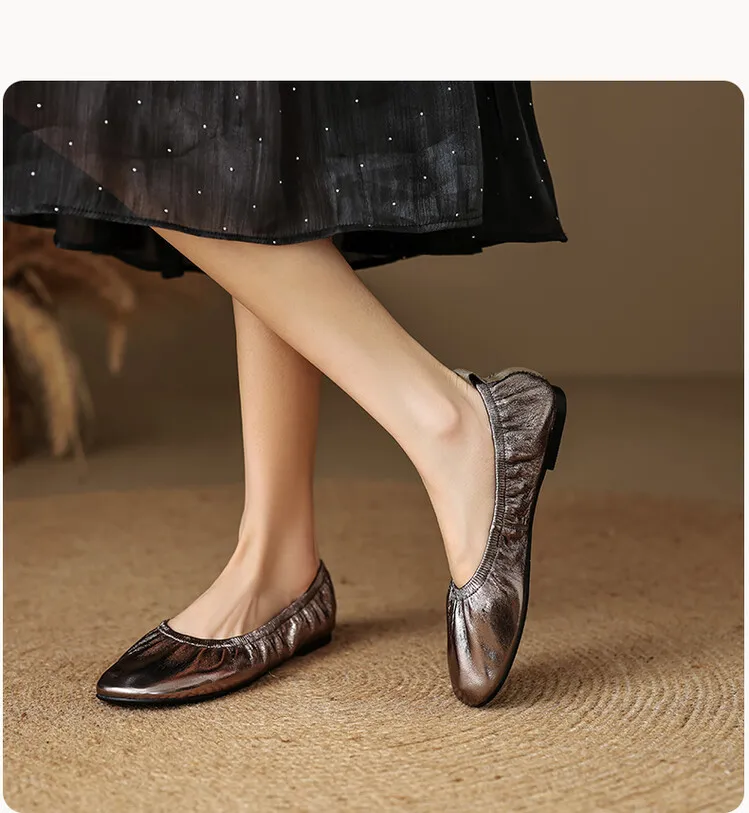 Spring and Autumn Single Shoes, Comfortable Sheepskin Slip-on Women's Shoes