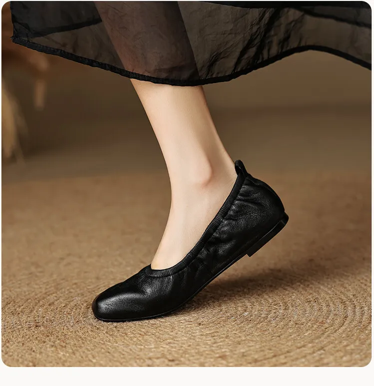 Spring and Autumn Single Shoes, Comfortable Sheepskin Slip-on Women's Shoes