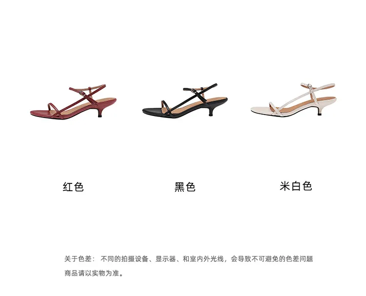 4cm kitten heel, top-grain cowhide, elegant open-back sandals, summer open-toe strappy cross-strap women's shoes