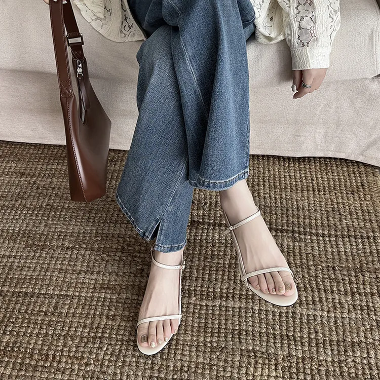 4cm kitten heel, top-grain cowhide, elegant open-back sandals, summer open-toe strappy cross-strap women's shoes