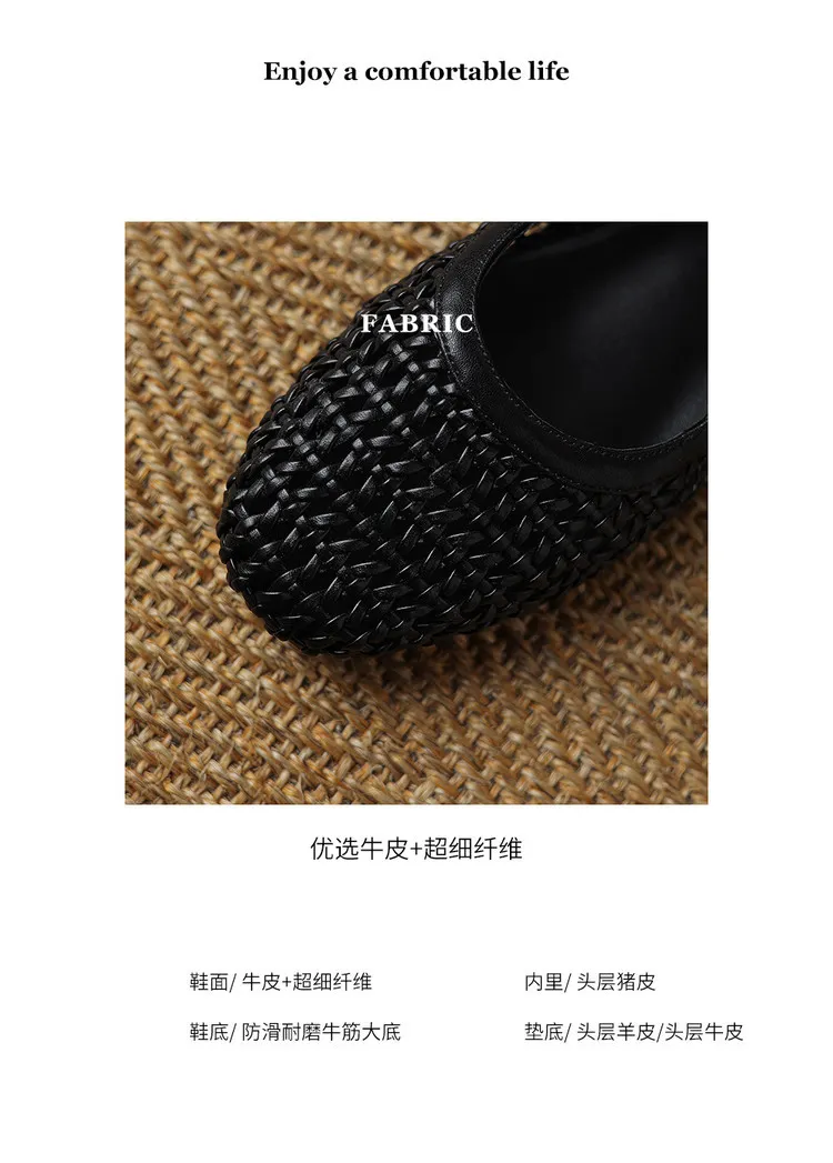 Summer 1cm low-heeled hollowed-out woven mesh single shoe with one buckle, silver flat Mary Jane women's shoes