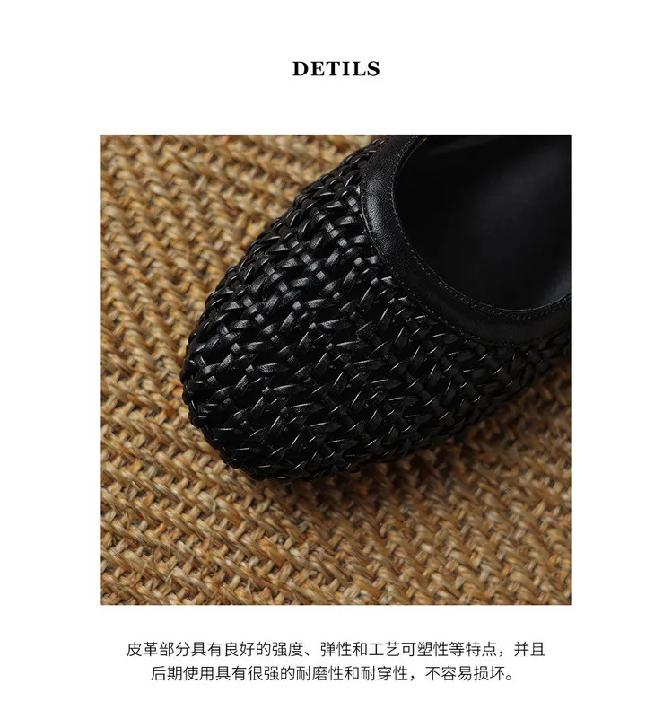 Summer 1cm low-heeled hollowed-out woven mesh single shoe with one buckle, silver flat Mary Jane women's shoes