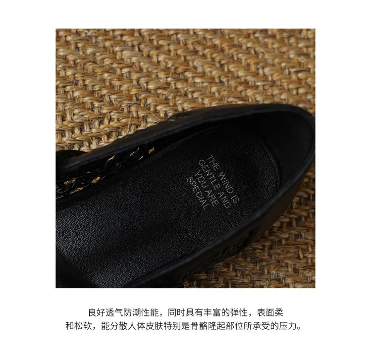 Summer 1cm low-heeled hollowed-out woven mesh single shoe with one buckle, silver flat Mary Jane women's shoes