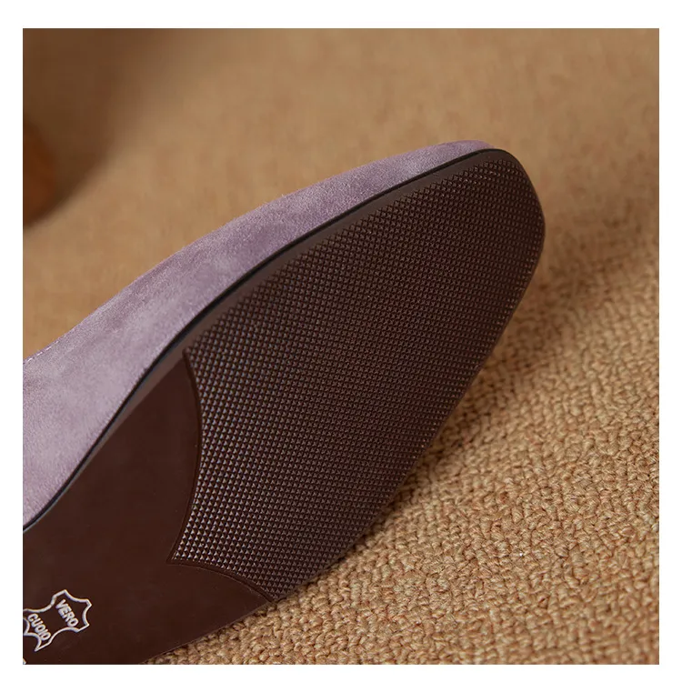 2.5cm ultra-comfortable low-heeled suede square-toe Mary Jane shoes, spring style.