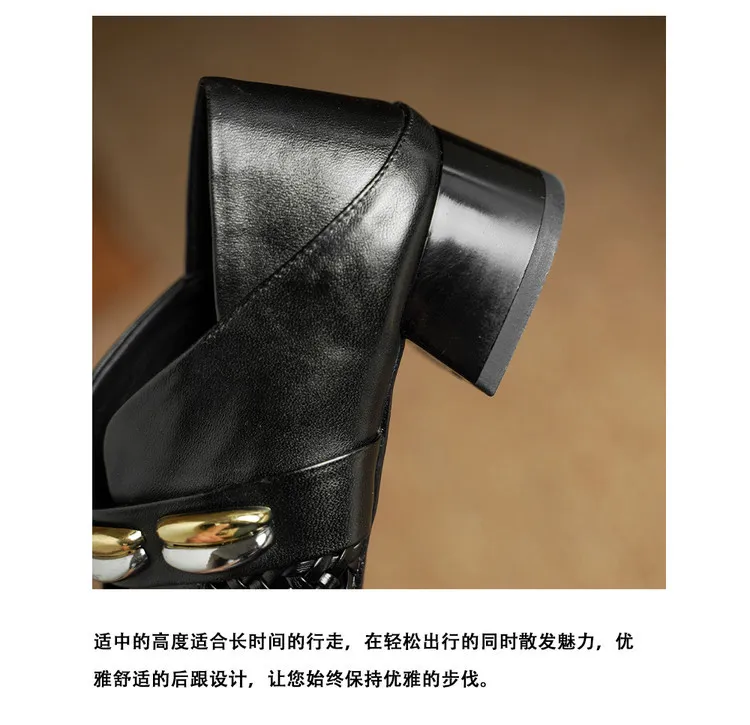 Video account recommends spring/summer square-toe single shoes with chunky heels, low heels, slip-on style, studded, fashion women's shoes, 5-26f.