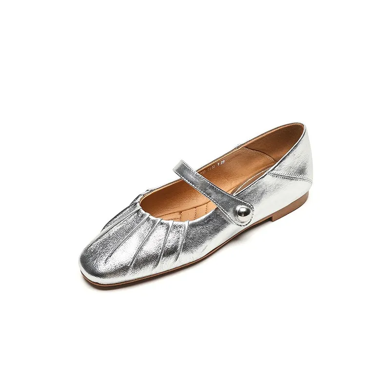 Spring and Autumn Round Toe Flat Shoes Soft Leather Comfortable Women's Shoes