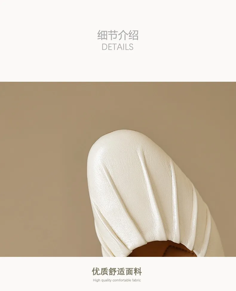 Spring and Autumn Round Toe Flat Shoes Soft Leather Comfortable Women's Shoes