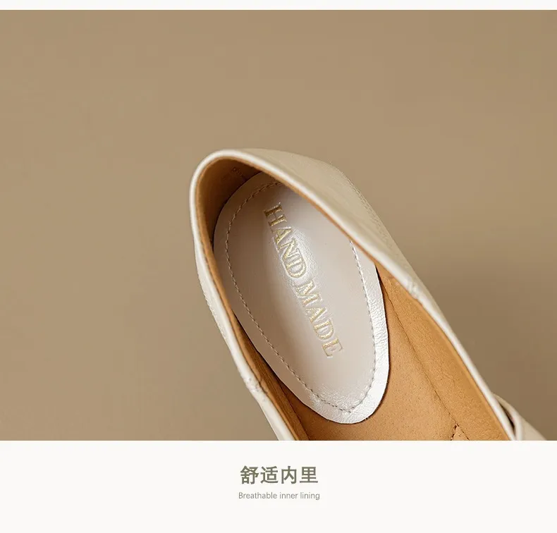 Spring and Autumn Round Toe Flat Shoes Soft Leather Comfortable Women's Shoes