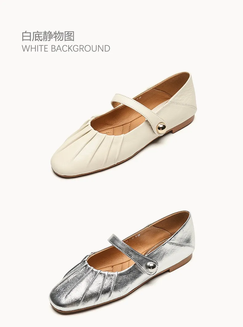 Spring and Autumn Round Toe Flat Shoes Soft Leather Comfortable Women's Shoes
