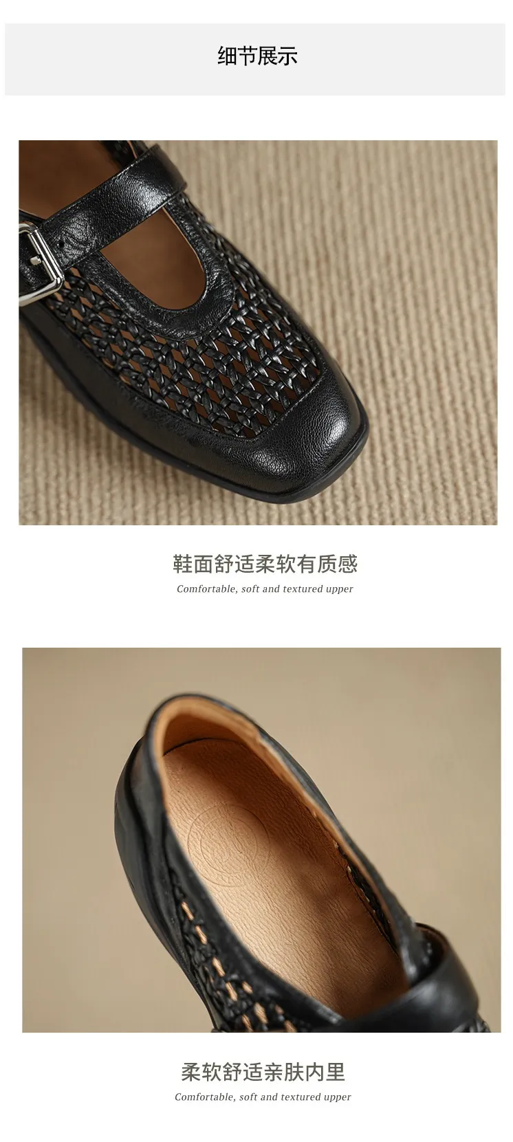Spring/Summer Flat Round Toe Hollowed-out Sheepskin Comfortable and Soft Women's Shoes
