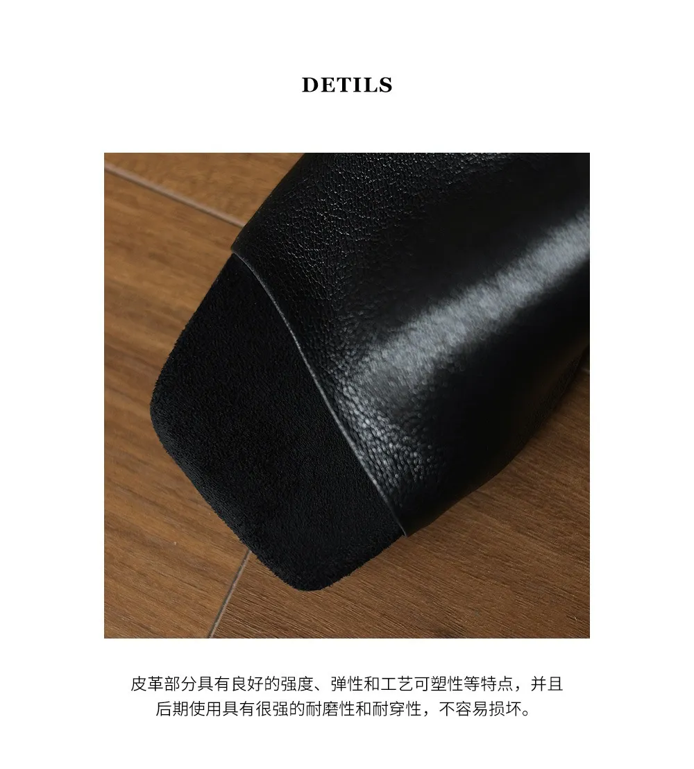 Spring/Summer Slippers, Square Toe, Unique Heel, High-Quality Sheepskin Women's Shoes, Fashionable Slippers