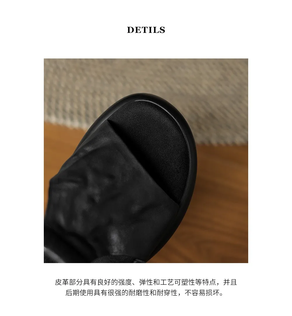 Spring/Summer platform slippers with chunky heels, worn over leather, fashionable women's shoes