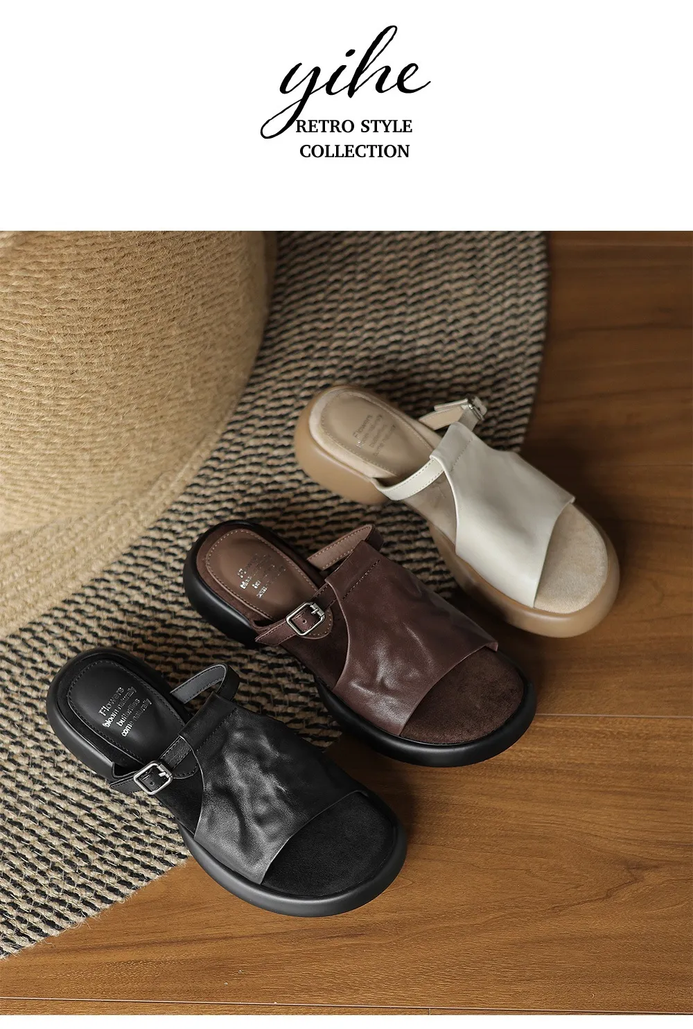 Spring/Summer platform slippers with chunky heels, worn over leather, fashionable women's shoes