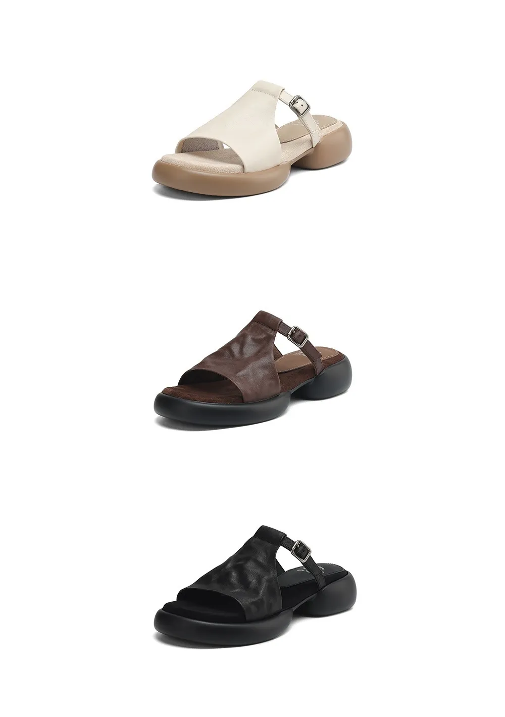 Spring/Summer platform slippers with chunky heels, worn over leather, fashionable women's shoes