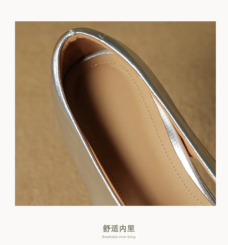 Spring/Summer Round Toe Sandals Flat Heel Cowhide Comfortable Women's Shoes
