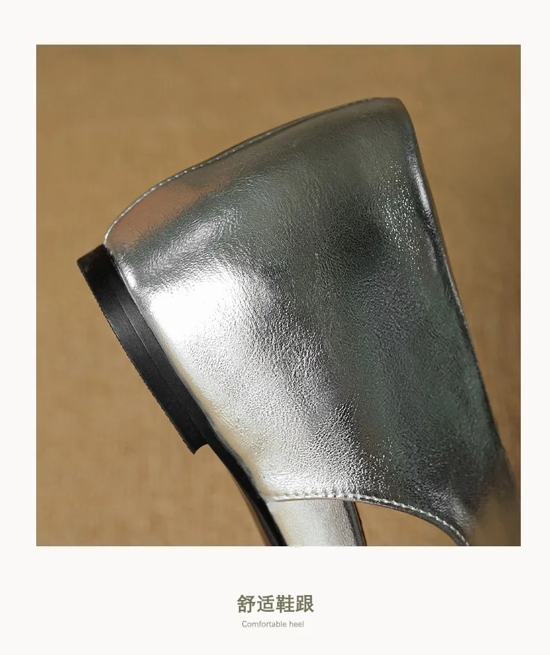 Spring/Summer Round Toe Sandals Flat Heel Cowhide Comfortable Women's Shoes