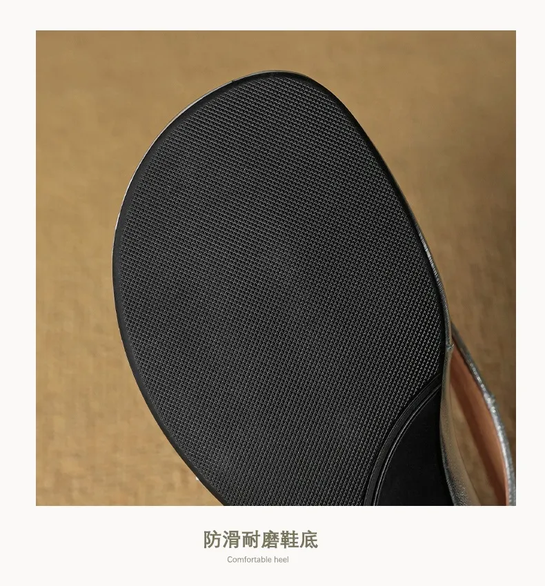 Spring/Summer Round Toe Sandals Flat Heel Cowhide Comfortable Women's Shoes