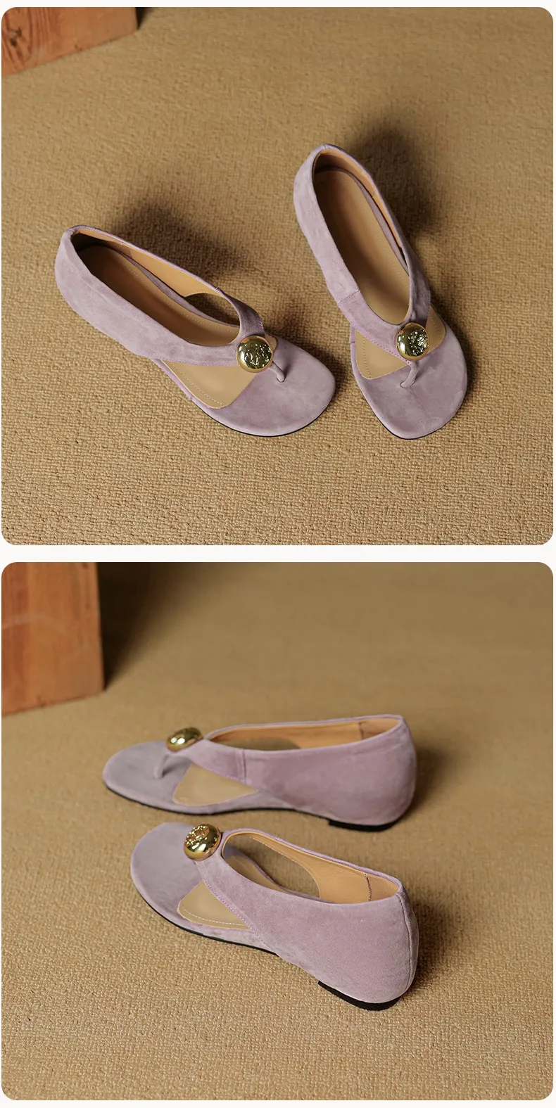 Spring/Summer Round Toe Sandals Flat Heel Cowhide Comfortable Women's Shoes