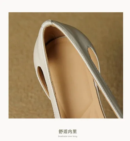 Spring/Summer Pointed Toe Sandals Chunky Heel High Heels Openwork Woven Leather Women's Shoes