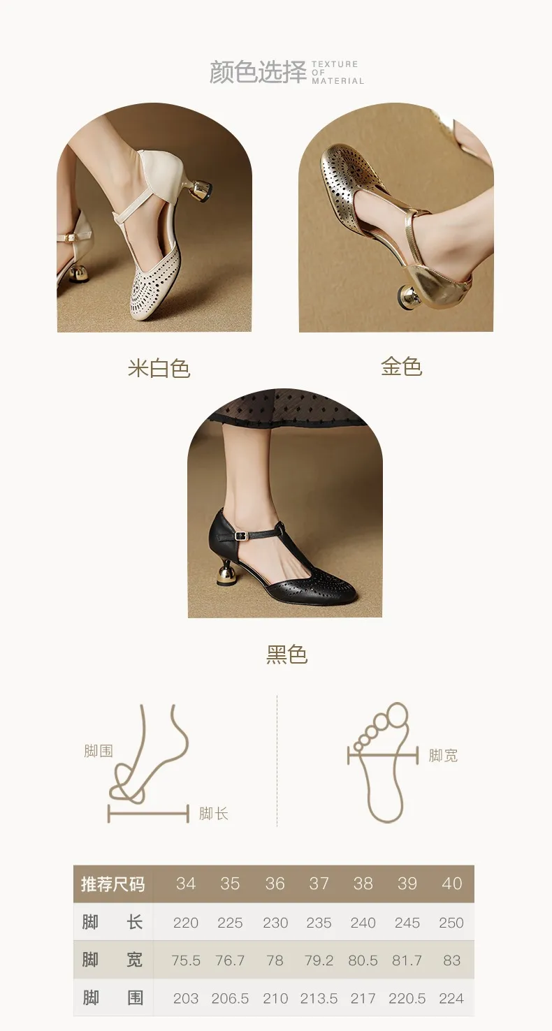 Spring/Summer Sandals Round Toe Chunky Heel High Heel Buckle Openwork Fashion Women's Shoes
