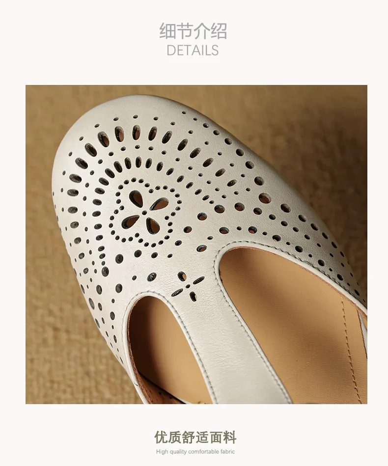 Spring/Summer Sandals Round Toe Chunky Heel High Heel Buckle Openwork Fashion Women's Shoes