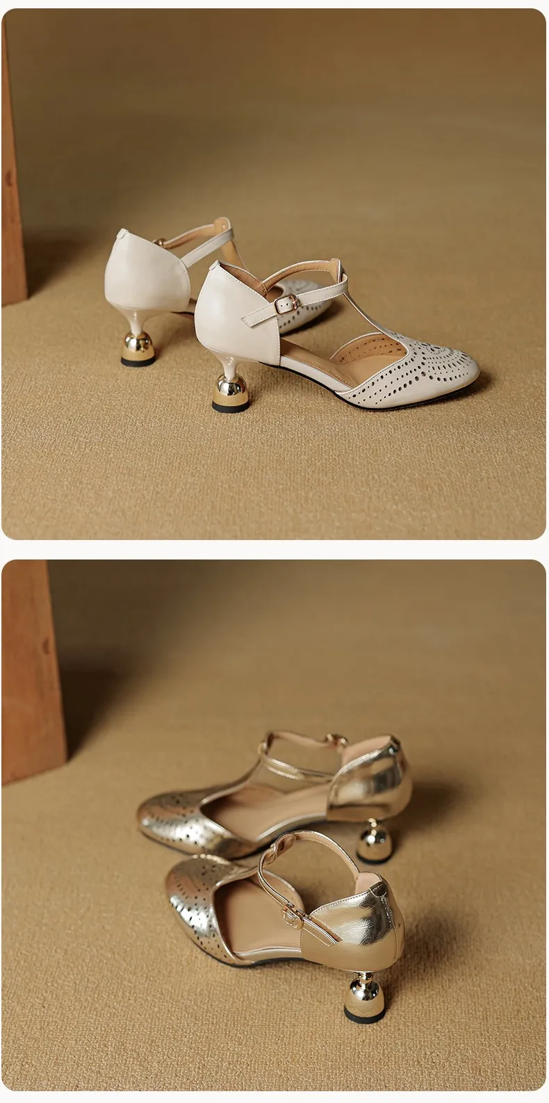 Spring/Summer Sandals Round Toe Chunky Heel High Heel Buckle Openwork Fashion Women's Shoes