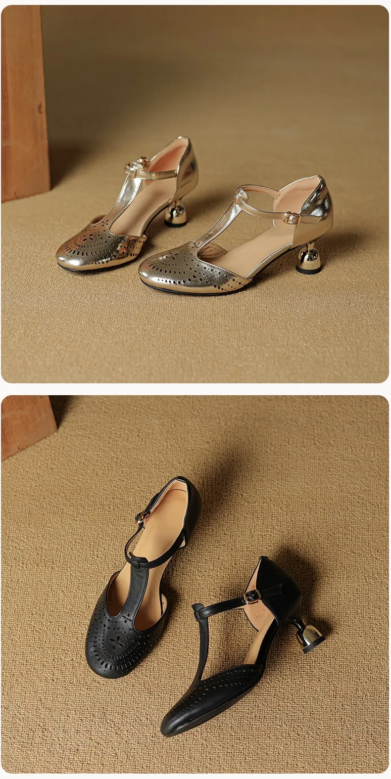 Spring/Summer Sandals Round Toe Chunky Heel High Heel Buckle Openwork Fashion Women's Shoes