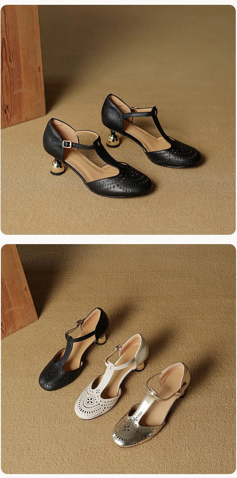 Spring/Summer Sandals Round Toe Chunky Heel High Heel Buckle Openwork Fashion Women's Shoes