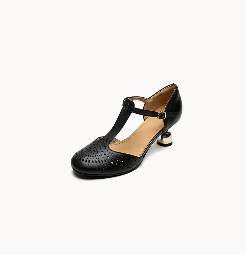 Spring/Summer Sandals Round Toe Chunky Heel High Heel Buckle Openwork Fashion Women's Shoes