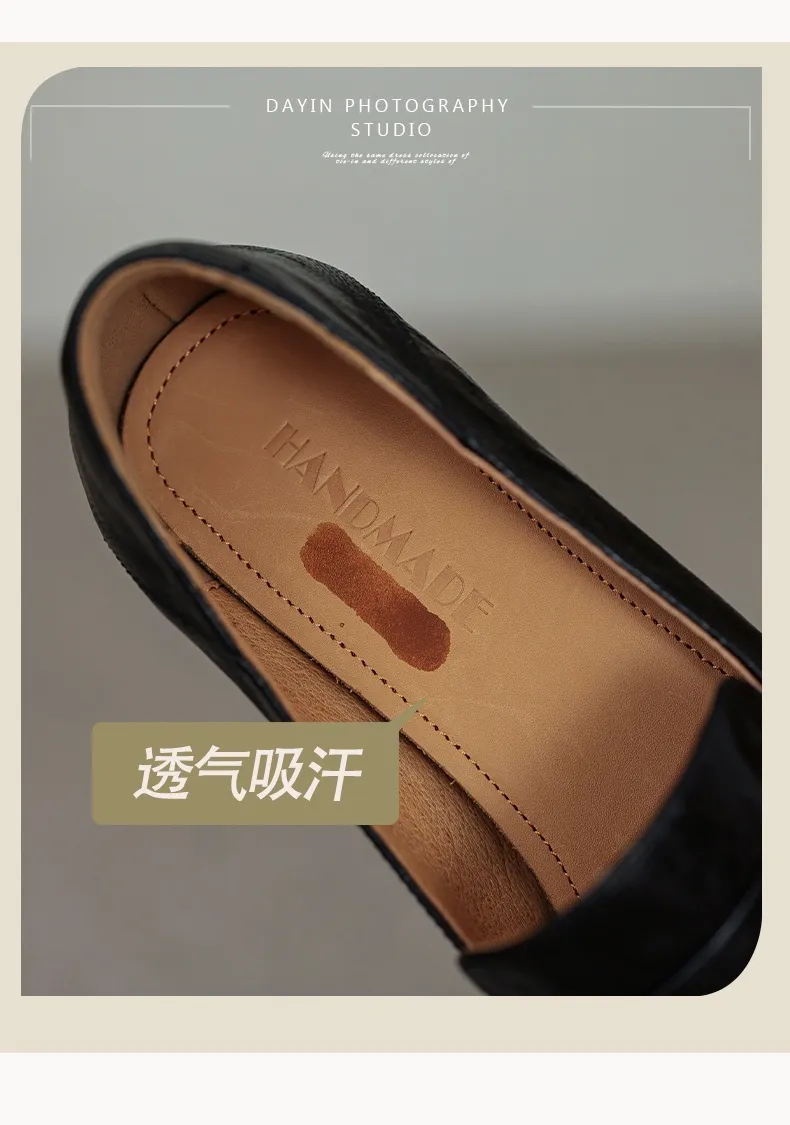 New Spring and Autumn Single Shoes, Chunky Heel, High Heel, Square Toe, Slip-on, Sheepskin, Comfortable, Fashionable Women's Shoes