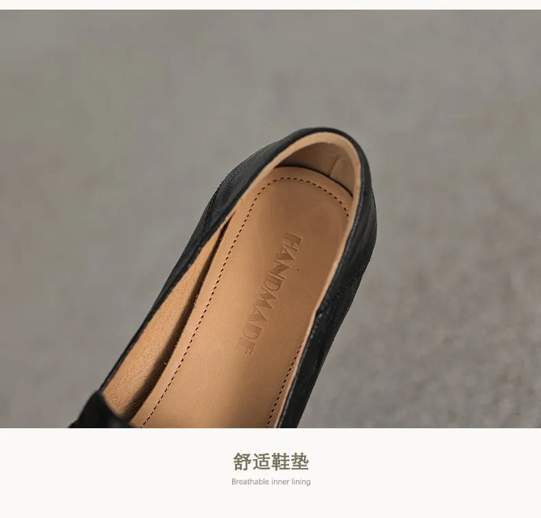 New Spring and Autumn Single Shoes, Chunky Heel, High Heel, Square Toe, Slip-on, Sheepskin, Comfortable, Fashionable Women's Shoes