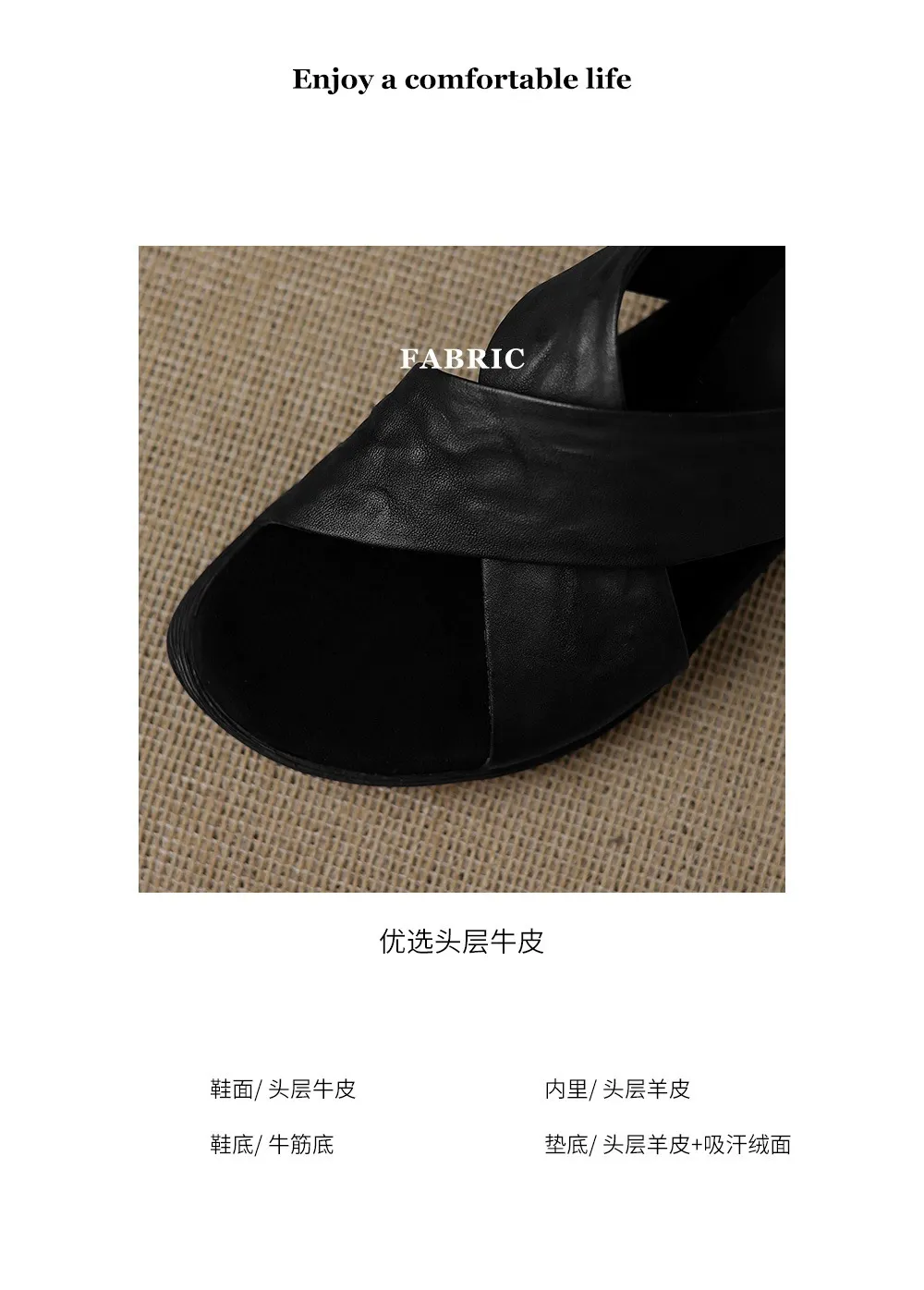 Spring/Summer Round Toe Flat Slippers, High-Quality Cowhide Leather, Sweat-Absorbing, Fashionable Women's Shoes in 3 Colors