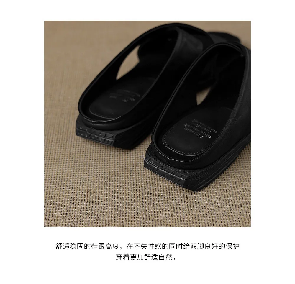 Spring/Summer Round Toe Flat Slippers, High-Quality Cowhide Leather, Sweat-Absorbing, Fashionable Women's Shoes in 3 Colors