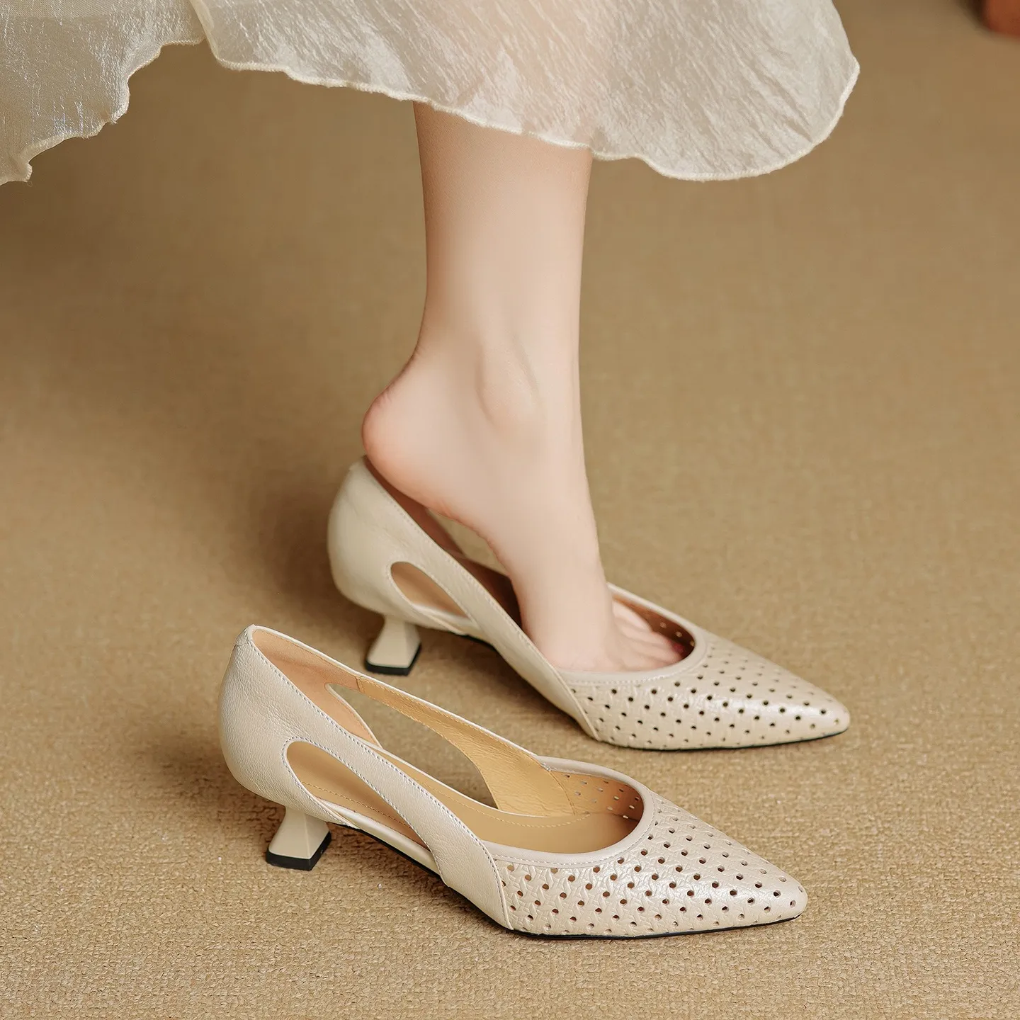 Spring/Summer Sandals, Stiletto Heels, High Heels, Pointed Toes, Openwork Fashion Shoes