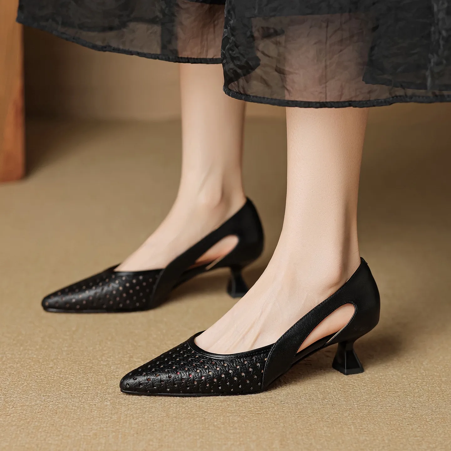 Spring/Summer Sandals, Stiletto Heels, High Heels, Pointed Toes, Openwork Fashion Shoes