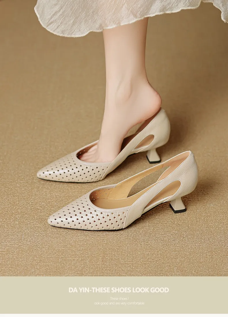 Spring/Summer Sandals, Stiletto Heels, High Heels, Pointed Toes, Openwork Fashion Shoes