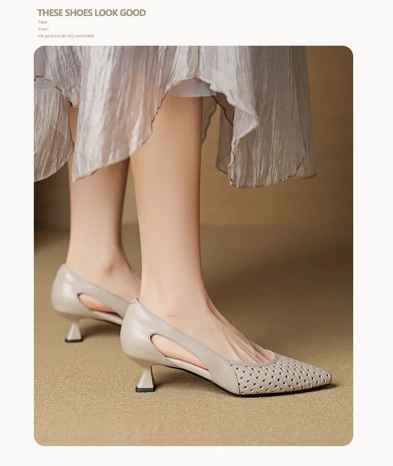 Spring/Summer Sandals, Stiletto Heels, High Heels, Pointed Toes, Openwork Fashion Shoes